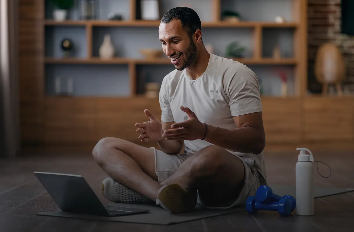 Virtual fitness session at home